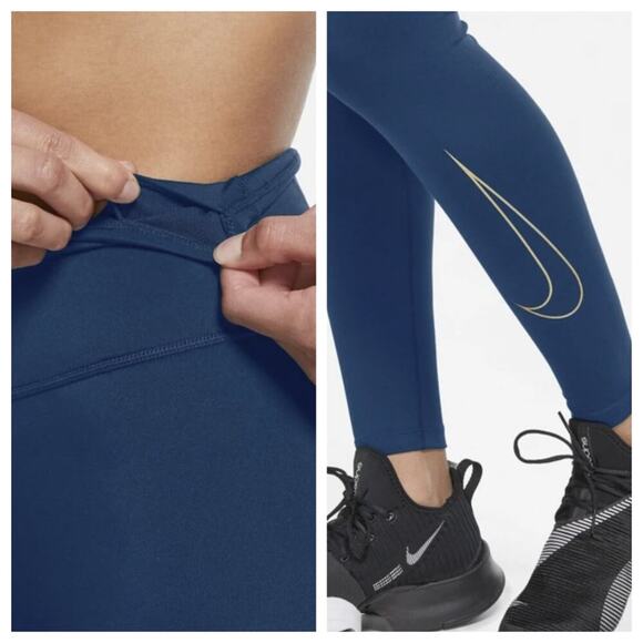 NWT Nike Dri-FIT Swoosh Run Tight Fit Legging Deep Ocean Blue Size 2X - Picture 2 of 10
